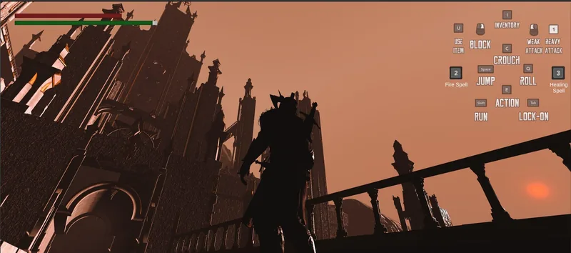 The knight beneath the towers of the castle